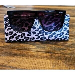 QUAY Nightfall Women's Flat Top Shield Sunglasses Black Frame/Smoke Lens w Case